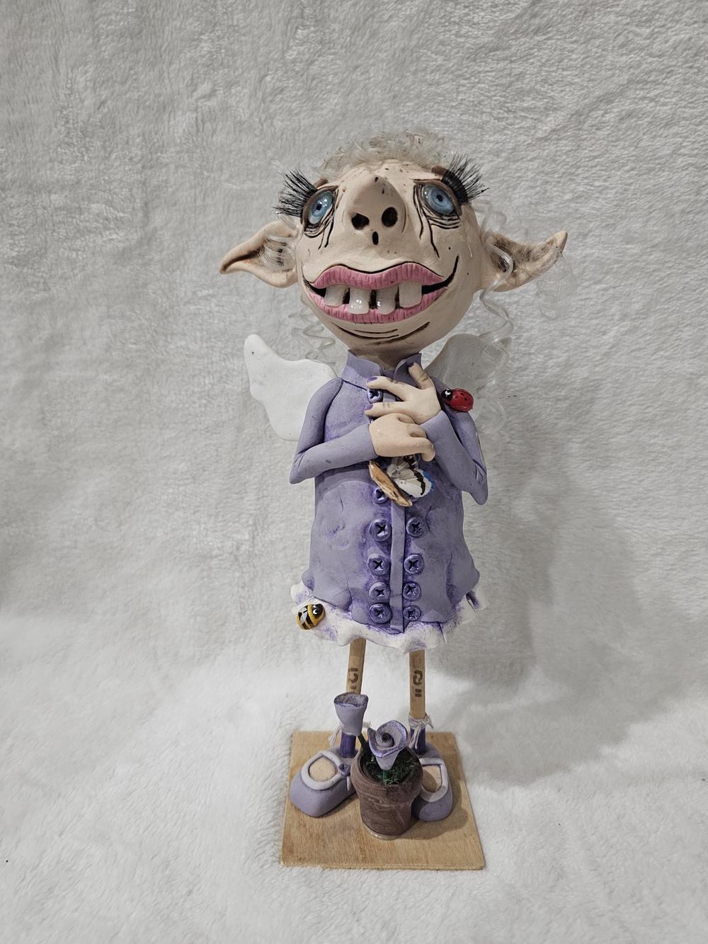 OOAK 10” Mixed-Media Clay Art Doll “Molly Goblin” by RosannasArtClay,Home Accent